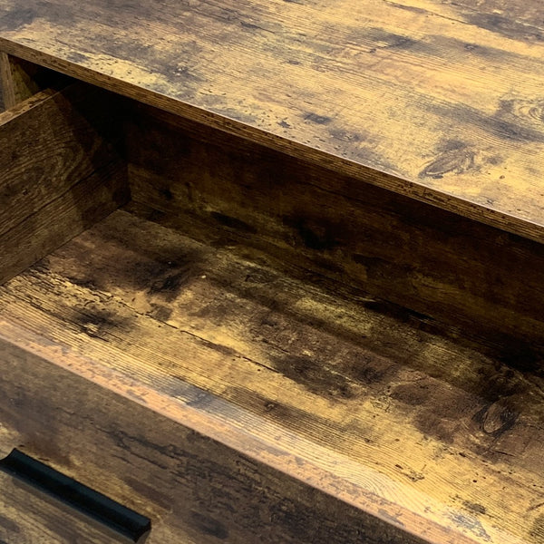 English Elm Industrial 6 Drawer Double Dresser – Rustic Brown Wood Storage Chest With Sturdy Steel Frame For Style W141260283