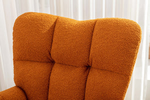 English Elm 050-teddy Plush Fabric Glider Rocking Chair Cozy Nursery and Living Room Accent Seat Caramel W527P209974