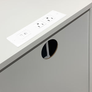 English Elm White 3 Drawer Nightstand with Built-in Usb Charging Station for Modern Bedrooms W141260296