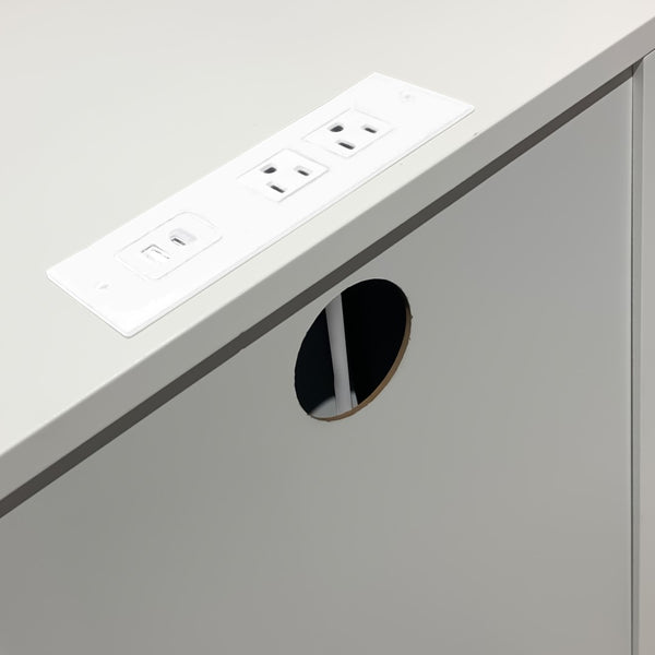 English Elm White 3 Drawer Nightstand with Built-in Usb Charging Station for Modern Bedrooms W141260296