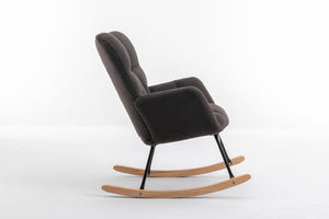 English Elm 050-teddy Plush Fabric Glider Rocking Chair Cozy Nursery and Living Room Accent Seat Dark Gray W527P209975