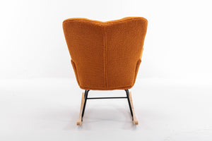 English Elm 050-teddy Plush Fabric Glider Rocking Chair Cozy Nursery and Living Room Accent Seat Caramel W527P209974