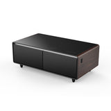 Hearth and Haven Wade Smart Coffee Table with Dual Refrigerator Drawer, Bluetooth Speaker and Charging Station, Black Brown W1172137767