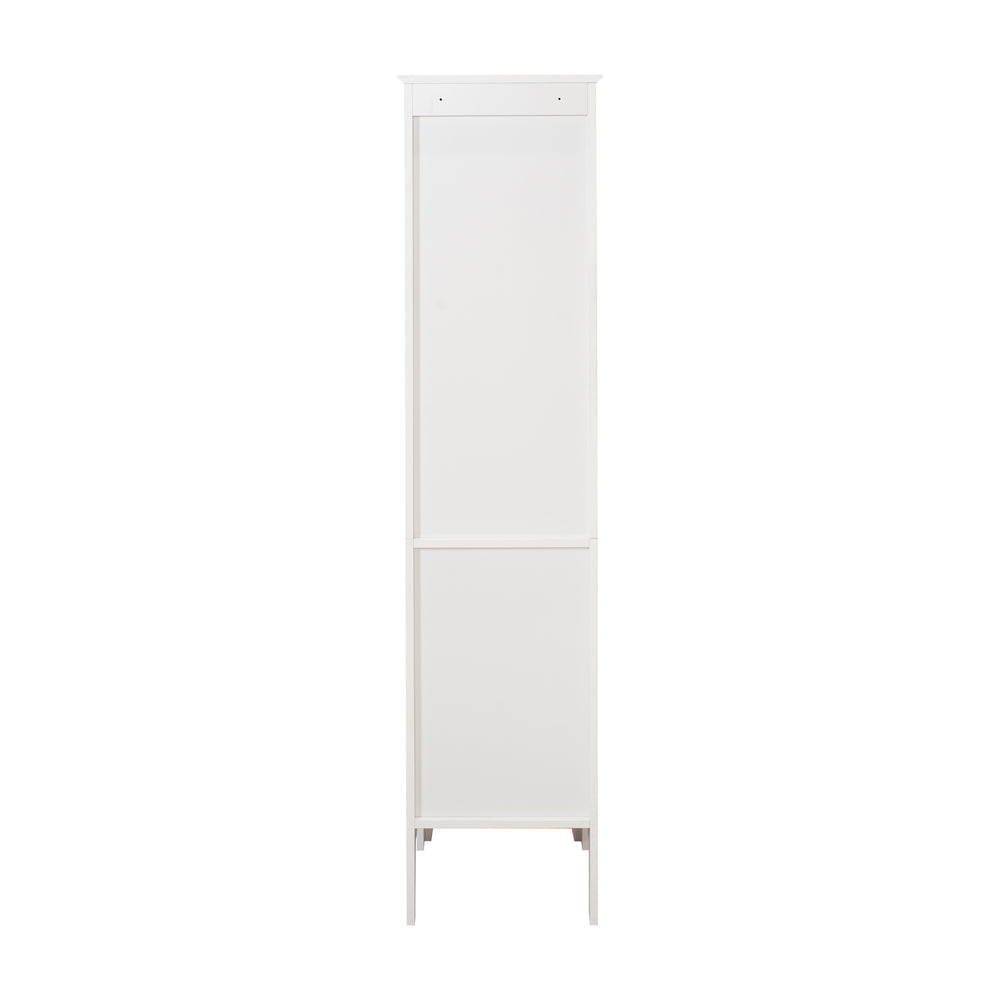 English Elm Tall Narrow Tower Freestanding Cabinet 5-Tier White MDF Storage with Shutter Doors for Home Organization W141260291