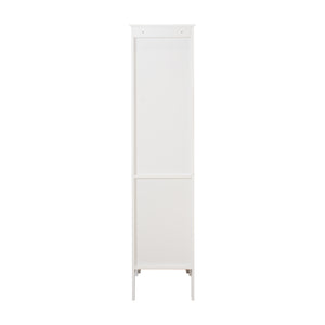 English Elm Tall Narrow Tower Freestanding Cabinet 5-Tier White MDF Storage with Shutter Doors for Home Organization W141260291