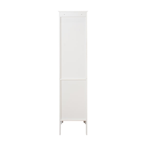 English Elm Tall Narrow Tower Freestanding Cabinet 5-Tier White MDF Storage with Shutter Doors for Home Organization W141260291