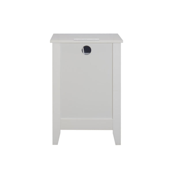 English Elm White 3 Drawer Nightstand with Built-in Usb Charging Station for Modern Bedrooms W141260296