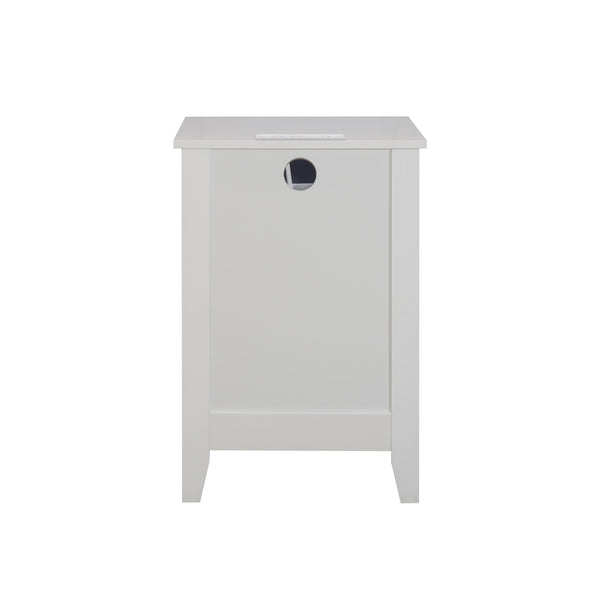 English Elm set of 2 modern white 3-drawer nightstands with USB ports & dual AC outlets, waterproof MDF storage solution W1412109171