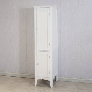 English Elm Tall Narrow Tower Freestanding Cabinet 5-Tier White MDF Storage with Shutter Doors for Home Organization W141260291