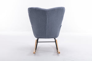 English Elm 050-teddy Plush Fabric Glider Rocking Chair Cozy Nursery and Living Room Accent Seat Light Blue W527P209971