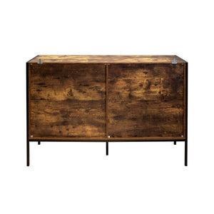 Hearth and Haven 6-Drawer Double Dresser with Steel Frame, Rustic Brown and Black W141260283