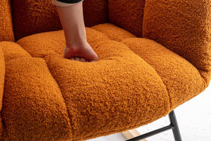 English Elm 050-teddy Plush Fabric Glider Rocking Chair Cozy Nursery and Living Room Accent Seat Caramel W527P209974