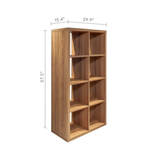 English Elm Smart Cube 8-Cube Organizer Storage with Open Back Shelves, Stylish Modular Bookcase for Home Office Walnut W141260289