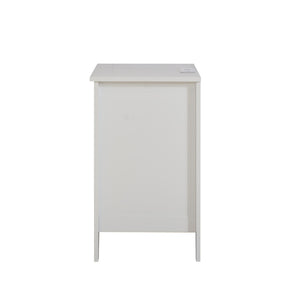 English Elm White 3 Drawer Nightstand with Built-in Usb Charging Station for Modern Bedrooms W141260296