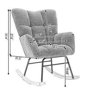 English Elm 050-teddy Plush Fabric Glider Rocking Chair Cozy Nursery and Living Room Accent Seat Caramel W527P209974