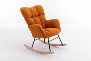 English Elm 050-teddy Plush Fabric Glider Rocking Chair Cozy Nursery and Living Room Accent Seat Caramel W527P209974
