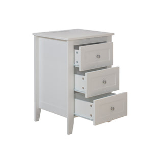 English Elm White 3 Drawer Nightstand with Built-in Usb Charging Station for Modern Bedrooms W141260296