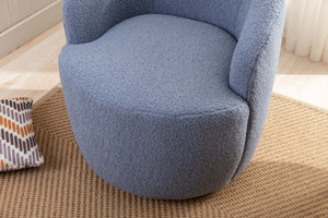 English Elm Teddy Sherpa Swivel Barrel Accent Chair with Metal Ring Base for Living Room Light Blue W52763471