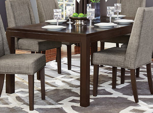English Elm Contemporary Extendable Checkerboard Veneer Dining Set with Six Gray Upholstered Chairs B011S00327