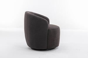 English Elm Teddy Sherpa Swivel Barrel Accent Chair with Metal Ring Base for Living Room Dark Gray W52763473
