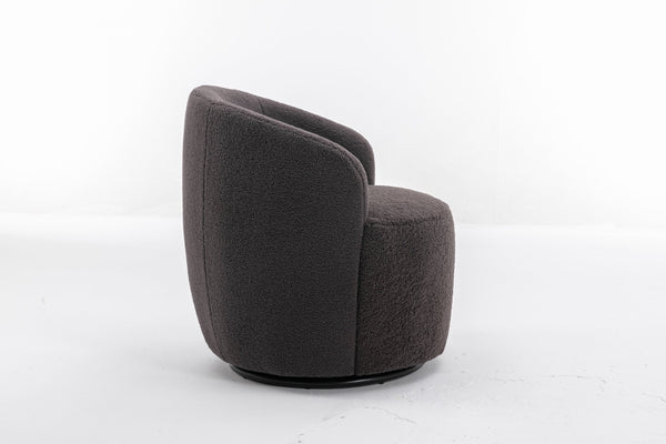 English Elm Teddy Sherpa Swivel Barrel Accent Chair with Metal Ring Base for Living Room Dark Gray W52763473