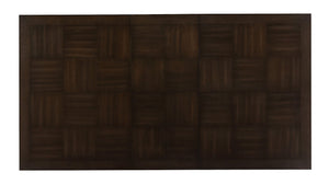 English Elm Contemporary Extendable Checkerboard Veneer Dining Set with Six Gray Upholstered Chairs B011S00327