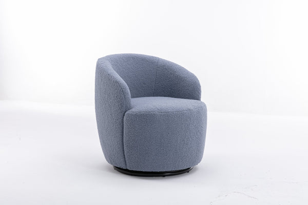 English Elm Teddy Sherpa Swivel Barrel Accent Chair with Metal Ring Base for Living Room Light Blue W52763471