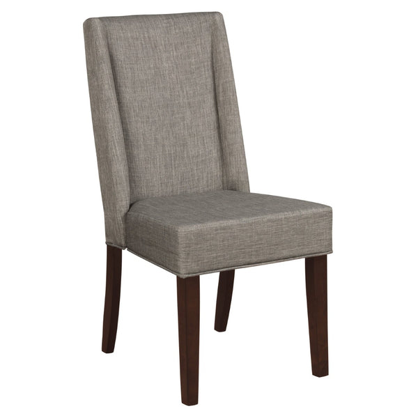 English Elm Contemporary Extendable Checkerboard Veneer Dining Set with Six Gray Upholstered Chairs B011S00327