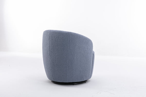 English Elm Teddy Sherpa Swivel Barrel Accent Chair with Metal Ring Base for Living Room Light Blue W52763471