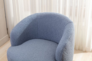English Elm Teddy Sherpa Swivel Barrel Accent Chair with Metal Ring Base for Living Room Light Blue W52763471