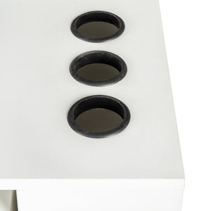 English Elm White modern vanity desk with multi-layer storage, 2 drawers & cabinet, hairdryer ports, space-saving W33163006