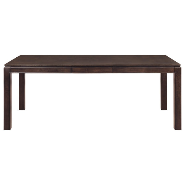 English Elm Contemporary Extendable Checkerboard Veneer Dining Set with Six Gray Upholstered Chairs B011S00327