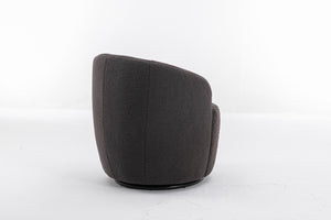 English Elm Teddy Sherpa Swivel Barrel Accent Chair with Metal Ring Base for Living Room Dark Gray W52763473