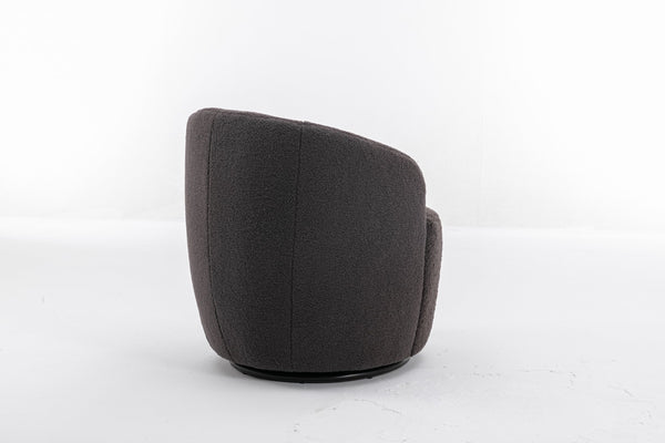 English Elm Teddy Sherpa Swivel Barrel Accent Chair with Metal Ring Base for Living Room Dark Gray W52763473