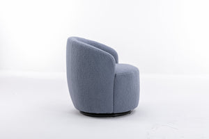 English Elm Teddy Sherpa Swivel Barrel Accent Chair with Metal Ring Base for Living Room Light Blue W52763471