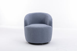 English Elm Teddy Sherpa Swivel Barrel Accent Chair with Metal Ring Base for Living Room Light Blue W52763471