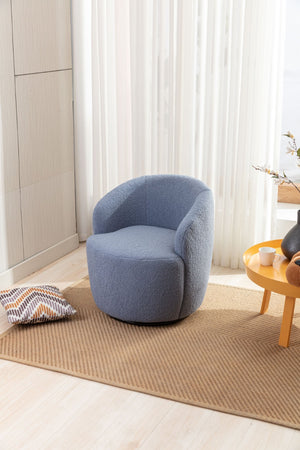 English Elm Teddy Sherpa Swivel Barrel Accent Chair with Metal Ring Base for Living Room Light Blue W52763471