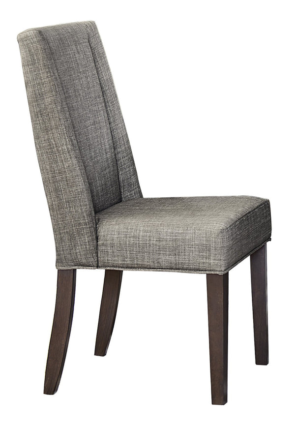 English Elm Contemporary Extendable Checkerboard Veneer Dining Set with Six Gray Upholstered Chairs B011S00327