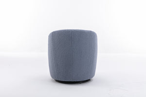 English Elm Teddy Sherpa Swivel Barrel Accent Chair with Metal Ring Base for Living Room Light Blue W52763471