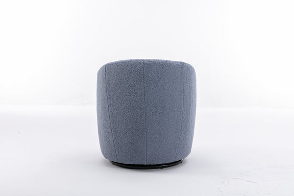 English Elm Teddy Sherpa Swivel Barrel Accent Chair with Metal Ring Base for Living Room Light Blue W52763471