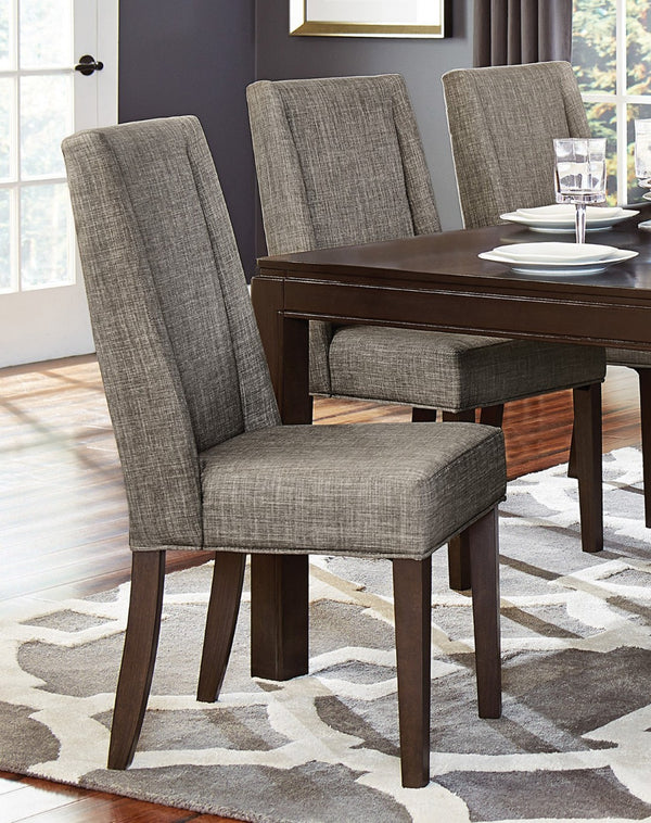 English Elm Contemporary White Oak Veneer Extendable Dining Table Set with Gray Upholstered Chairs B011S00328