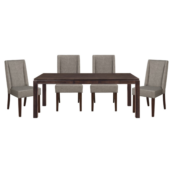 English Elm Contemporary Oak Veneer Extendable Dining Table Dark Finish Seats Six Wood Legs B01170954