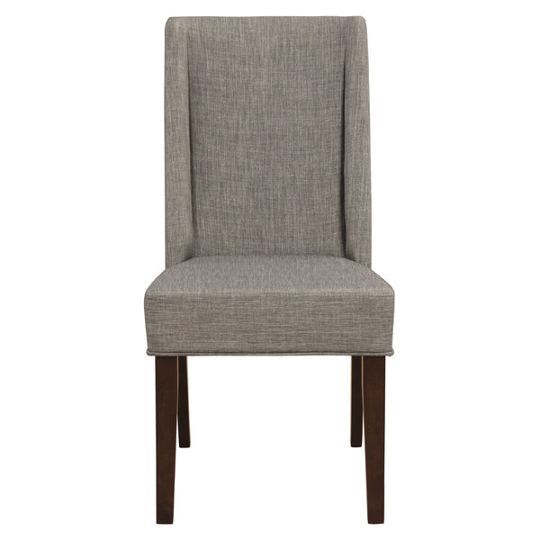 English Elm Contemporary Extendable Checkerboard Veneer Dining Set with Six Gray Upholstered Chairs B011S00327