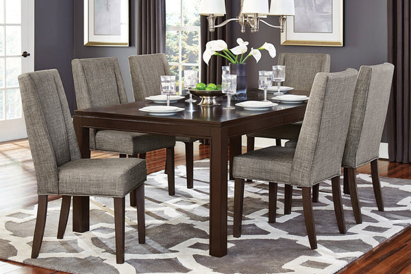 English Elm Contemporary Oak Veneer Extendable Dining Table Dark Finish Seats Six Wood Legs B01170954