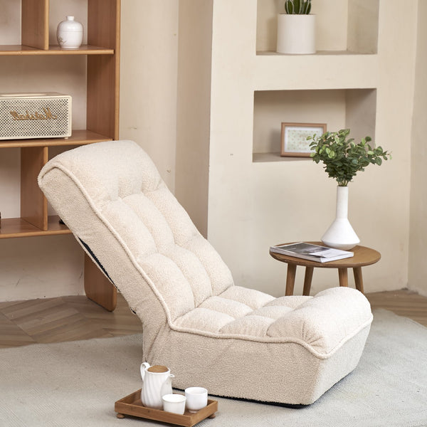 English Elm Single multifunctional folding floor chair – adjustable 3-angle reclining tatami sofa for living room comfort and compact storage W24463598