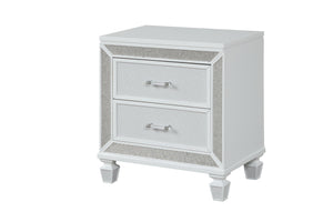 English Elm Crystal Modern 2-Drawer Nightstand White Finish — Felt-Lined Top Drawers, Smooth Ball-Bearing Glides, Durable Wood Design B00970957