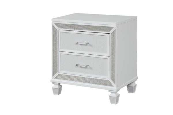 English Elm Crystal Modern 2-Drawer Nightstand White Finish — Felt-Lined Top Drawers, Smooth Ball-Bearing Glides, Durable Wood Design B00970957