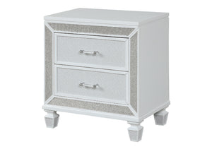 English Elm Crystal Modern 2-Drawer Nightstand White Finish — Felt-Lined Top Drawers, Smooth Ball-Bearing Glides, Durable Wood Design B00970957
