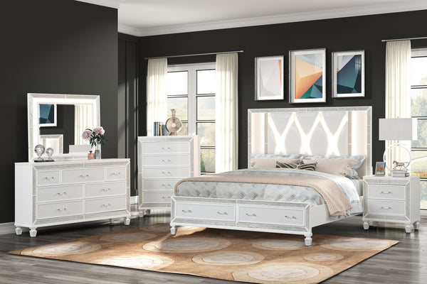English Elm Crystal Modern 2-Drawer Nightstand White Finish — Felt-Lined Top Drawers, Smooth Ball-Bearing Glides, Durable Wood Design B00970957