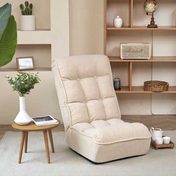English Elm Single multifunctional folding floor chair – adjustable 3-angle reclining tatami sofa for living room comfort and compact storage W24463598